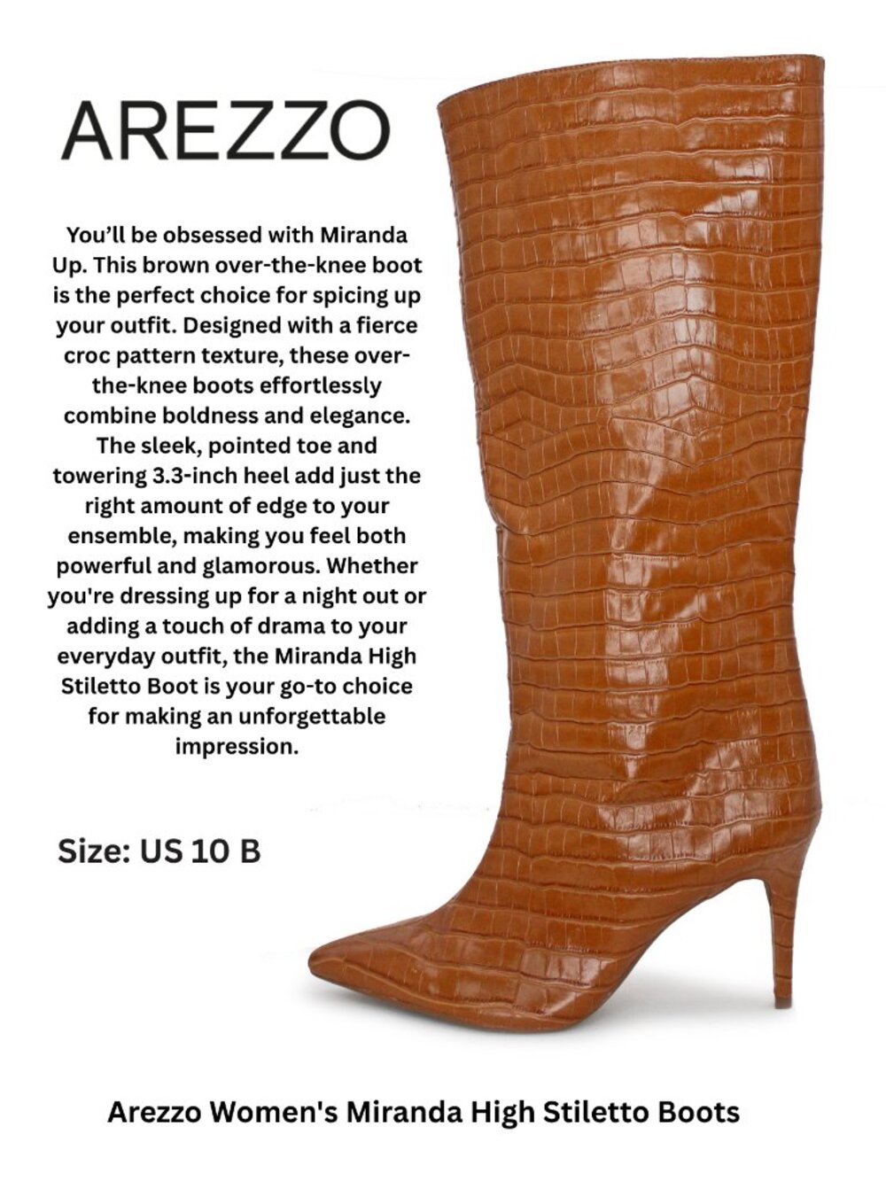 Arezzo Women's Brown Miranda High Stiletto Boots